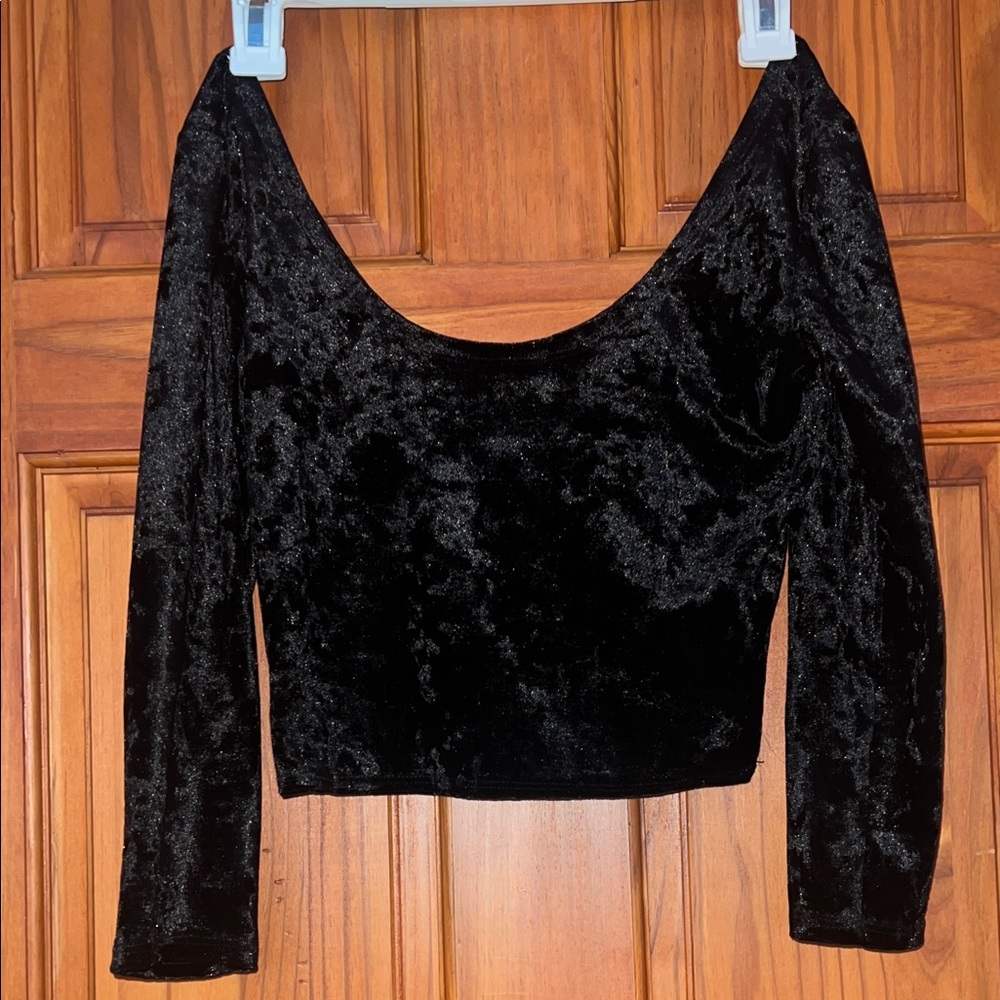 Hollister Black Velvet Crop Top